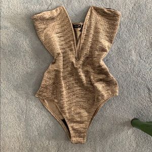 Gold metallic lingerie bodysuit